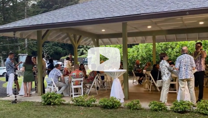 On September 14, 2023, Hawai‘i Nature Center hosted a summer reception under the stars at a gazebo.